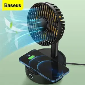 پنکه و شارژر وایرلس بیسوس Baseus Hermit Wireless Charger BS-W513 WXYZ-B01 توان ۱۰ وات دارای استند