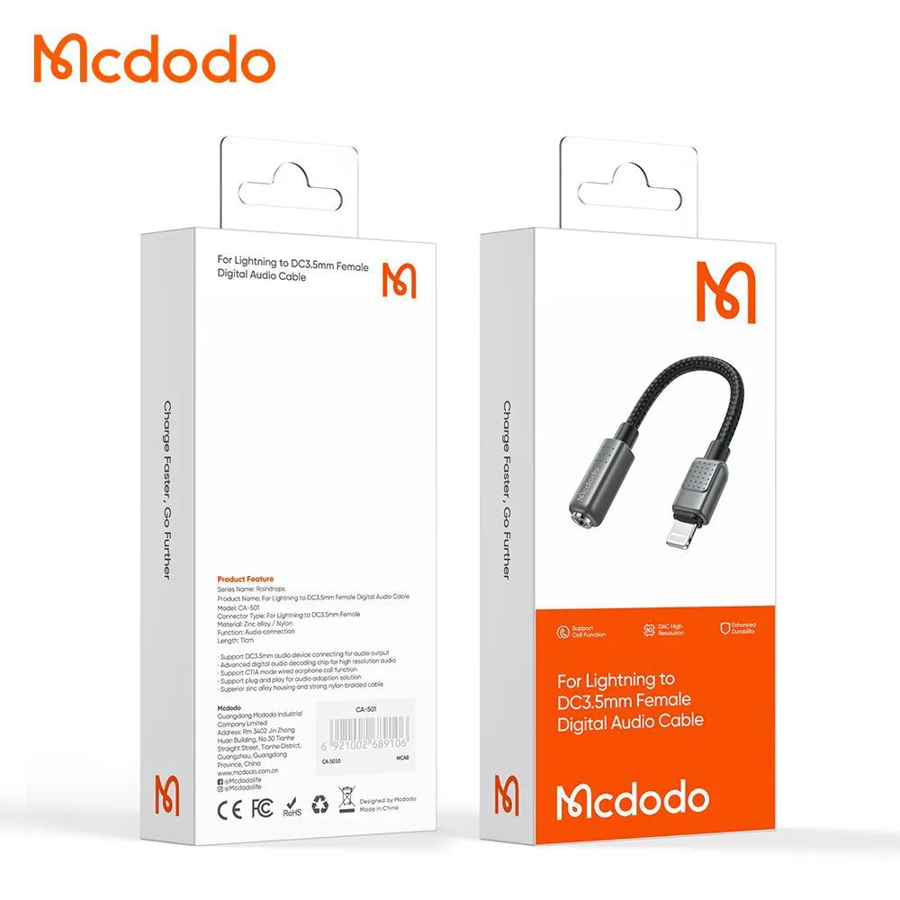 بررسی کابل تبدیل لایتنینگ به Aux مک دودو Mcdodo CA-5010 Lightning to Aux