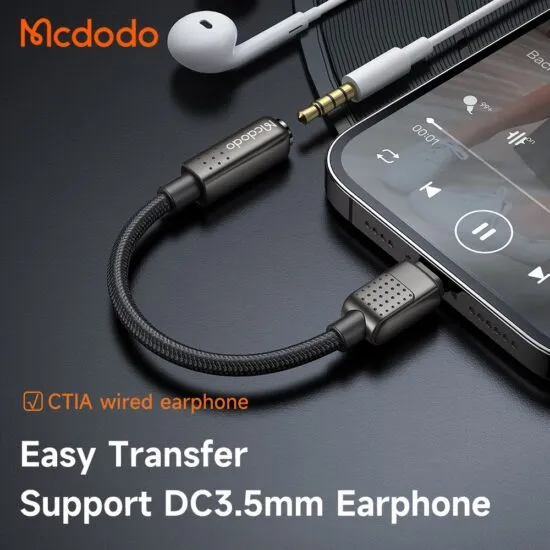 بررسی کابل تبدیل لایتنینگ به Aux مک دودو Mcdodo CA-5010 Lightning to Aux