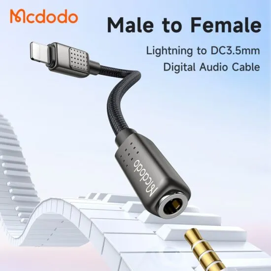 بررسی کابل تبدیل لایتنینگ به Aux مک دودو Mcdodo CA-5010 Lightning to Aux