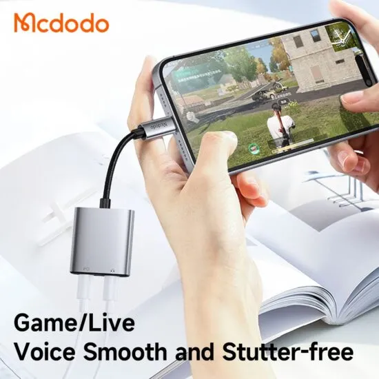 بررسی کابل تبدیل لایتنینگ اتصال همزمان هندزفری لایتنیگ و شارژر Mcdodo CA-5560 Audio Adapter