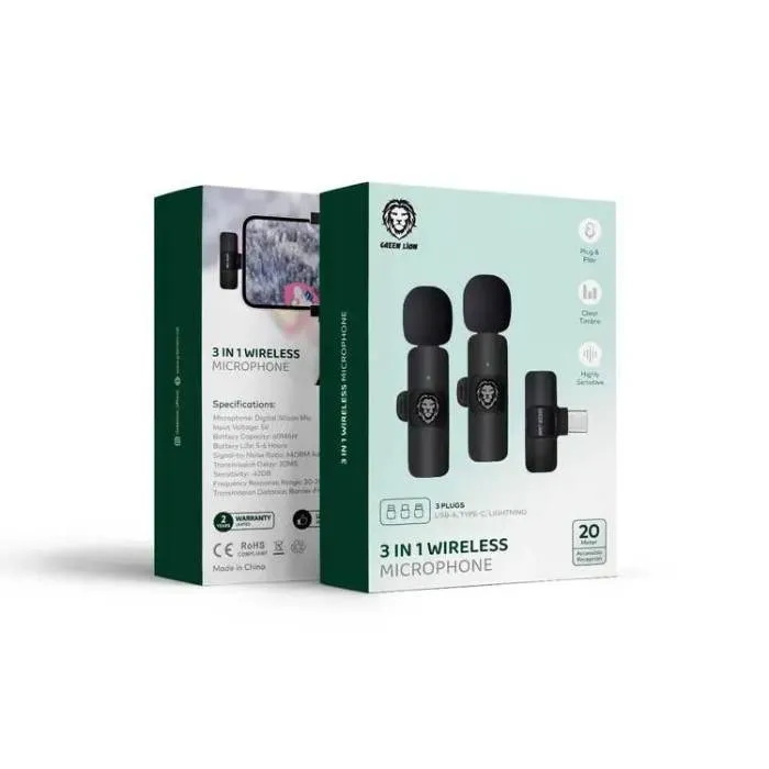 بررسی میکروفون بی سیم گرین لاین مدل ۳IN1 WIRELESS MICHROPHONE GREEN LION