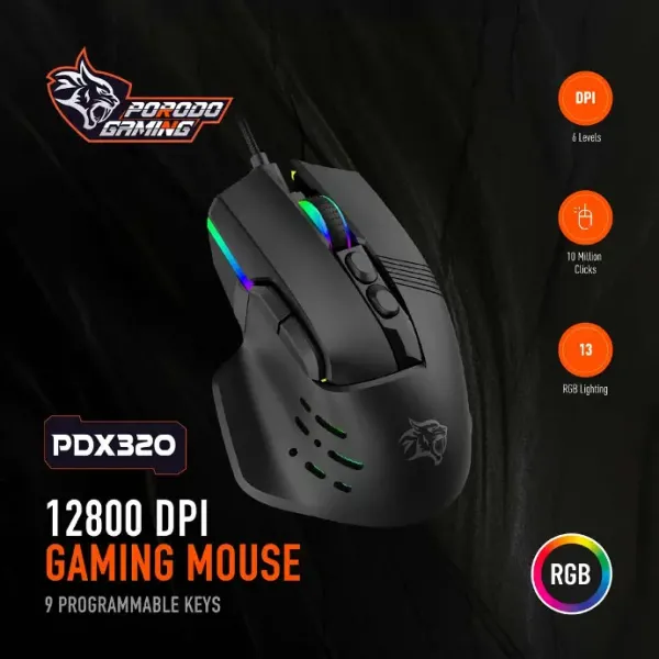 بررسی موس سیمی گیمینگ پرودو Porodo PDX320 Gaming Wired Mouse