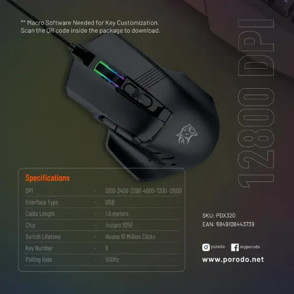 بررسی موس سیمی گیمینگ پرودو Porodo PDX320 Gaming Wired Mouse