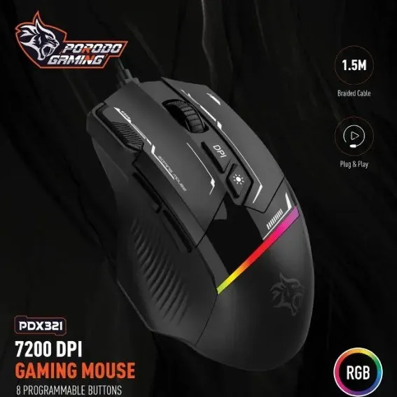 بررسی موس سیمی گیمینگ پرودو Porodo PDX321 Gaming Wired Mouse