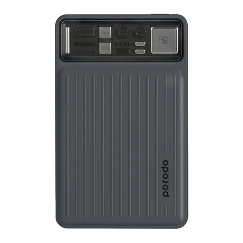 پاوربانک ۱۰۰۰۰ پرودو PORODO SLIM POWER BANK PD-PBFCH029 توان ۲۲.۵ وات و کابل متصل