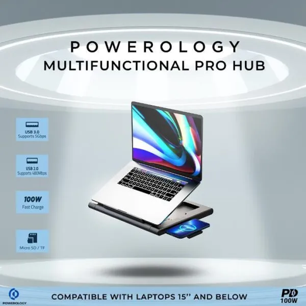 بررسی هاب ۱۱ پورت و استند لپ تاپ پاورولوژی Powerology Multi-Functional Pro Hub PWPROHUB